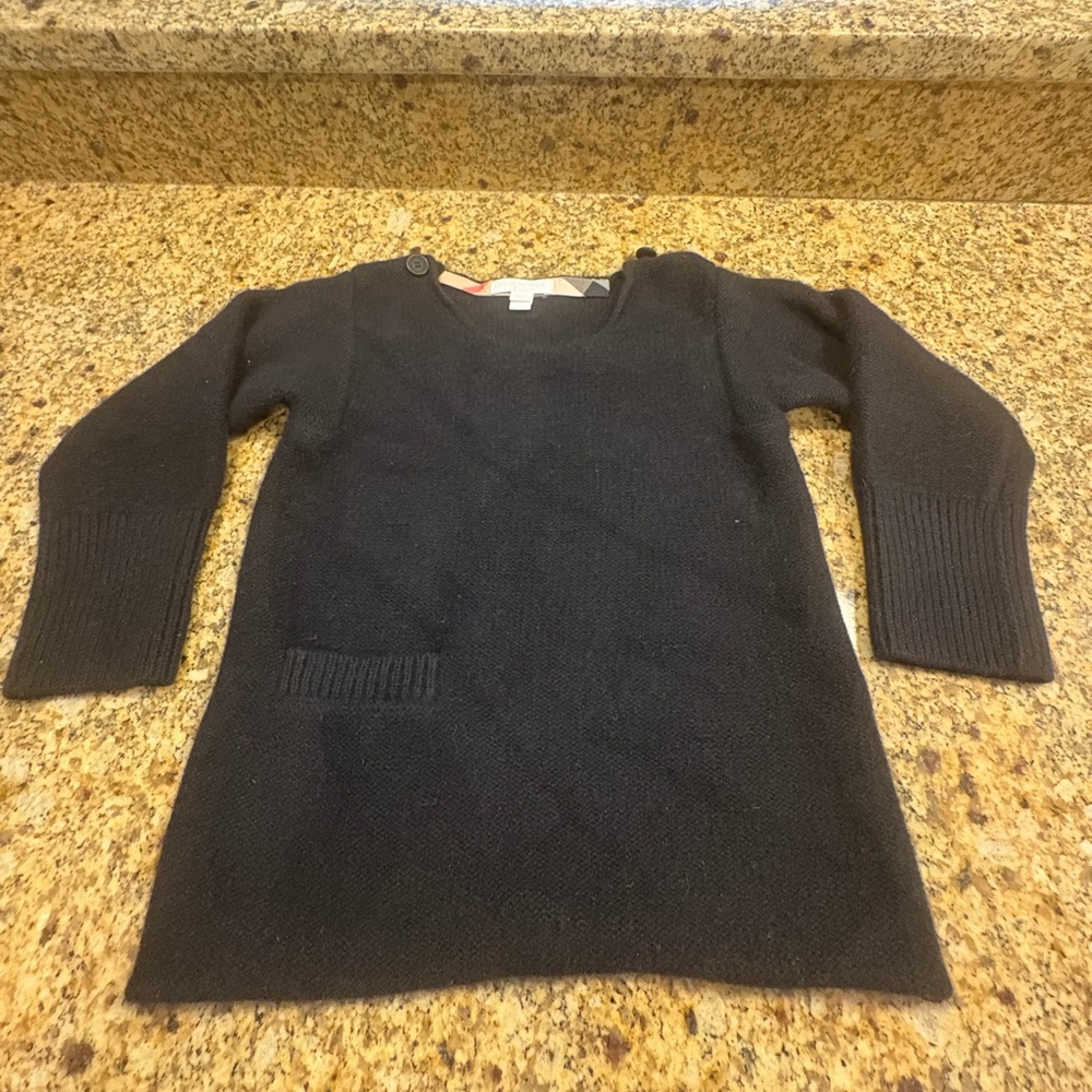 Burberry Children Girl’s 8 Black Cashmere Sweater Tunic Length EUC